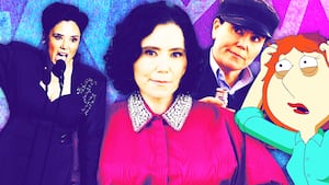 A photo illustration of Alex Borstein and her various roles.