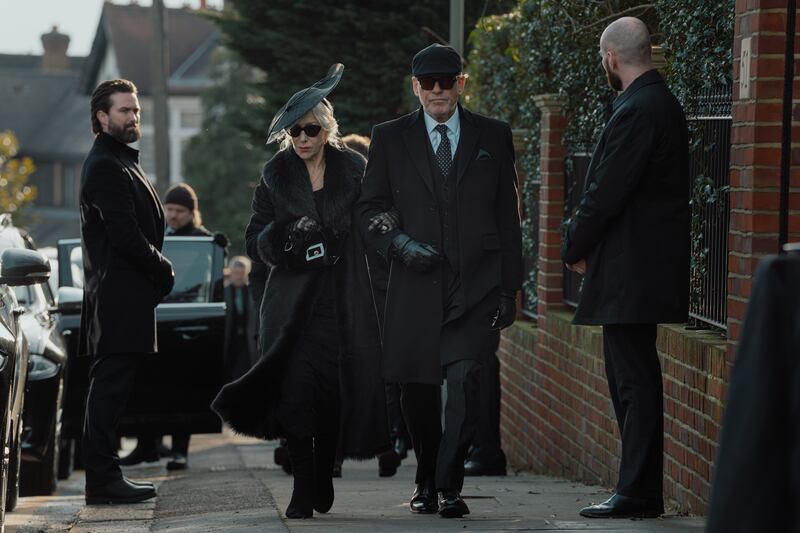 Helen Mirren as Maeve Harrigan and Pierce Brosnan as Conrad Harrigan.