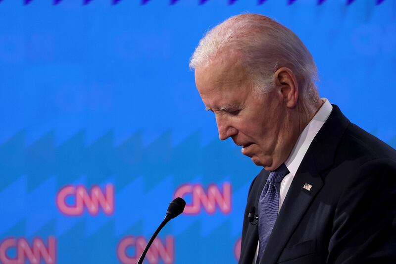 Joe Biden participates in the CNN Presidential Debate at the CNN Studios on June 27, 2024 in Atlanta, Georgia.