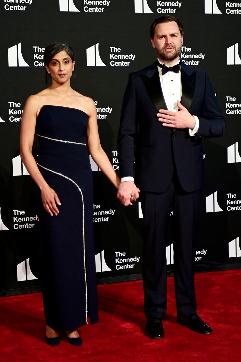 Usha Vance and U.S. Vice President JD Vance attend the opening night of "Les Misérables" at The Kennedy Center on June 11, 2025 in Washington, DC.