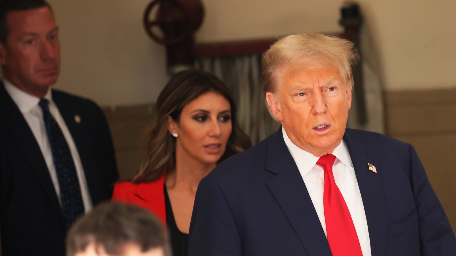 Former President Donald Trump returns from a short break during the second day of his civil fraud trial at New York State Supreme Court