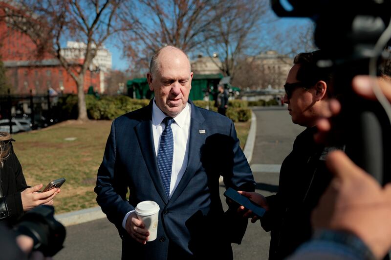 WASHINGTON, DC - MARCH 07: White House Border Czar Tom Homan speaks to reporters outside of the White House on March 07, 2025 in Washington, DC. Homan spoke to reporters about the U.S. southern border amid President Trump’s efforts to implement strict immigration policies. (Photo by Anna Moneymaker/Getty Images)