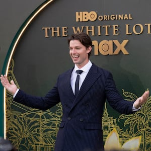 Patrick Schwarzenegger attends the season three premiere of HBO's "The White Lotus"