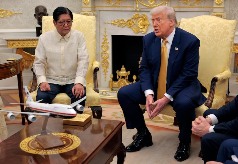 U.S. President Donald Trump meets with Philippine President Ferdinand Marcos Jr. in the Oval Office at the White House on July 22, 2025 in Washington, DC.