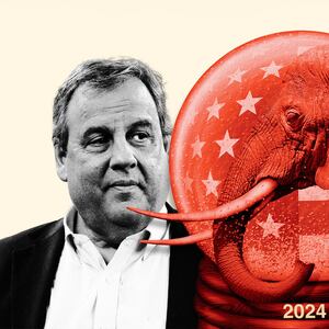 An illustration including a photo of Chris Christie and a manipulated GOP crystal ball