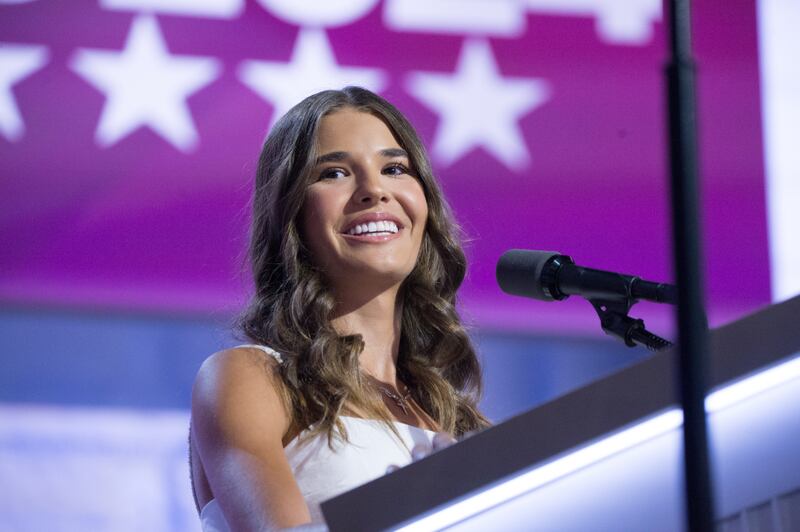 Daughter of Donald Trump Jr. Kai Trump attends the third day of Republican National Convention at the Fiserv Forum in Milwaukee, Wisconsin.