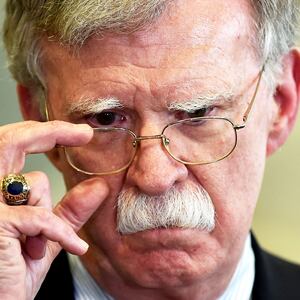 US National Security Advisor John Bolton answers journalists questions after his meeting with Belarus President in Minsk on August 29, 2019.