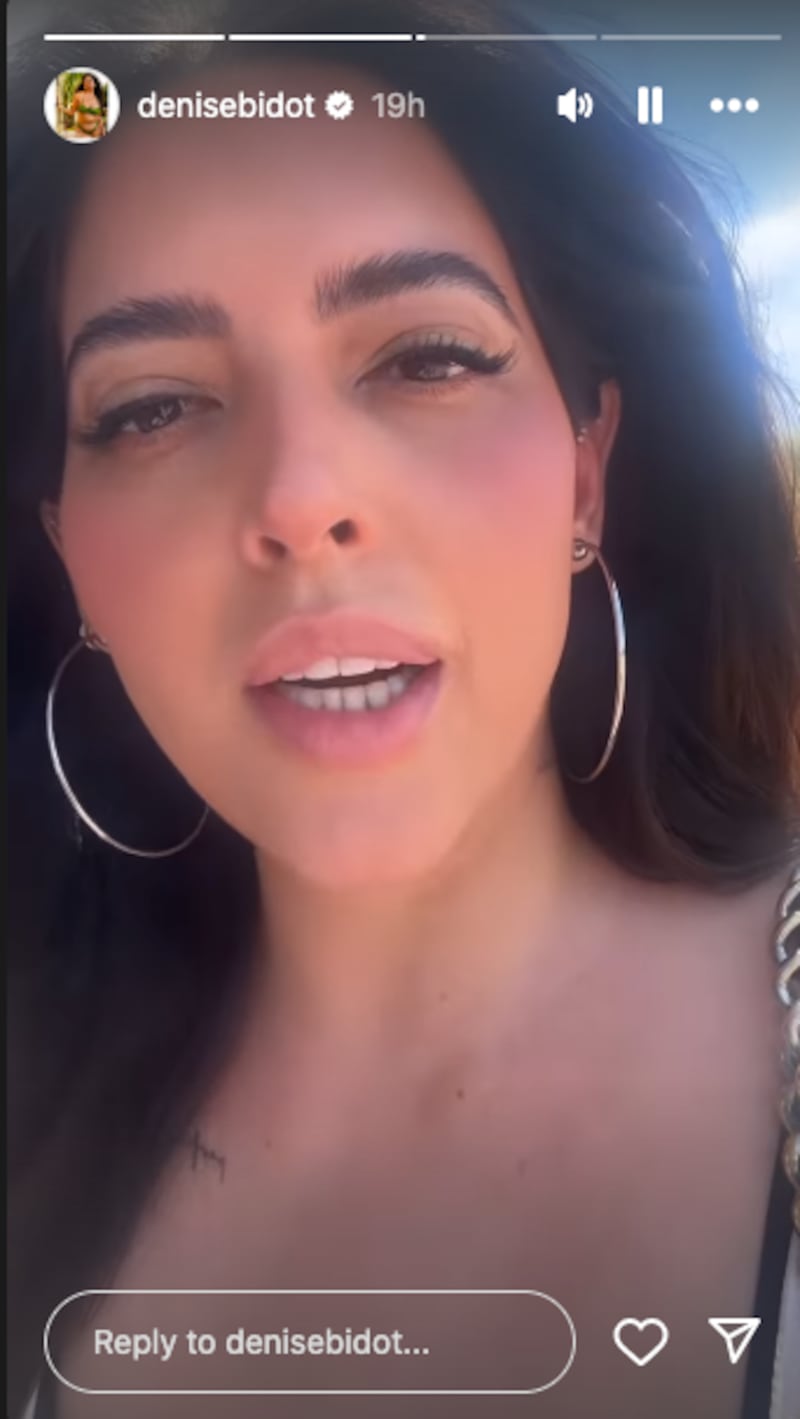 A screenshot of Denise Bidot speaking to the camera during an Instagram video.