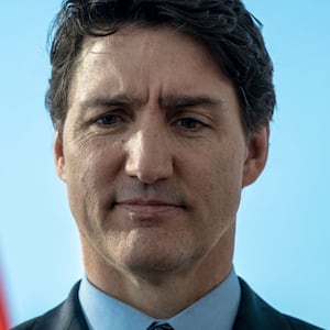 Prime Minister of Canada Justin Trudeau speaks at a press conference in the Old Port of Montreal in Montreal, Canada, on February 19, 2025.