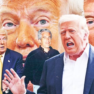 A photo illustration of various photos of President Donald Trump and Jeffrey Epstien.