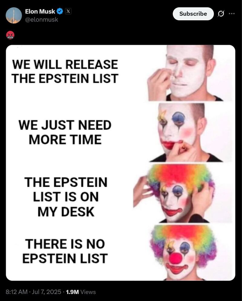 Screenshot of a meme shared by Elon Musk.