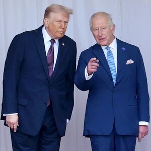 WINDSOR, ENGLAND - SEPTEMBER 17: U.S. President Donald Trump and King Charles III during the State visit by the President of the United States of America at Windsor Castle on September 17, 2025 in Windsor, England. (Photo by Chris Jackson/Getty Images)