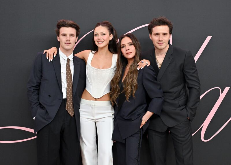 (L-R) Cruz Beckham, Nicola Peltz Beckham, Victoria Beckham and Brooklyn Peltz Beckham