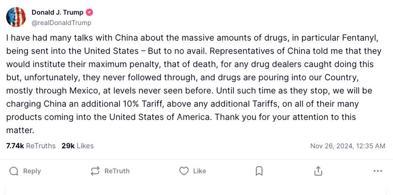 Screenshot/Donald Trump/Truth Social