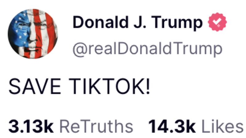 Donald Trump's Truth Social post.