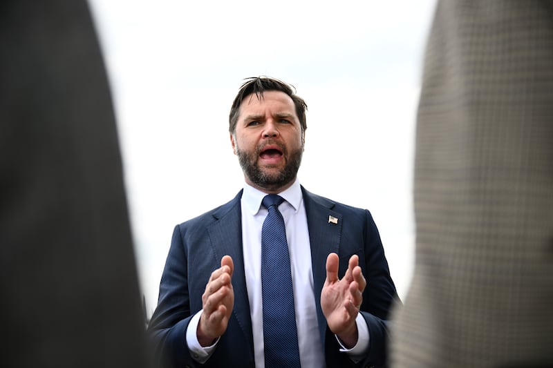 MINNEAPOLIS, MINNESOTA - SEPTEMBER 3:  U.S. Vice President JD Vance speaks to the press after paying his respects to victims of the Annunciation Catholic Church shooting on September 3, 2025 in Minneapolis, Minnesota. The shooting left two students dead and many more wounded. (Photo by Alex Wroblewski-Pool/Getty Images)