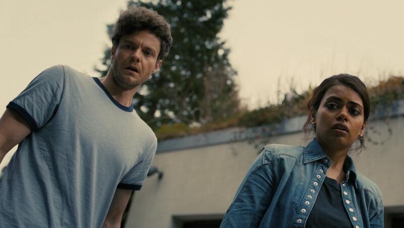 Jack Quaid and Megan Suri in Companion