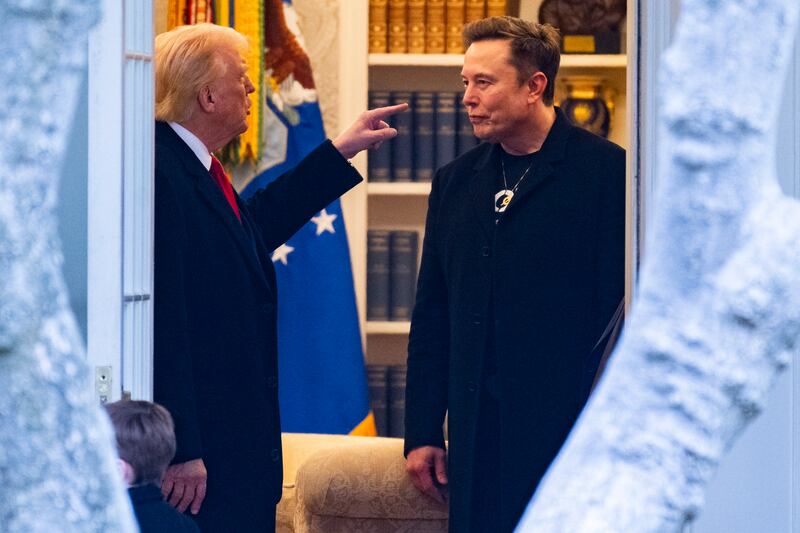 President Donald Trump and Elon Musk at the White House.