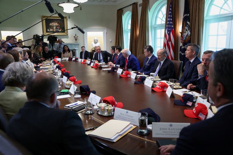 The Trump Cabinet took it in turns to suck up to the president and blame Joe Biden for anything that may have gone wrong.