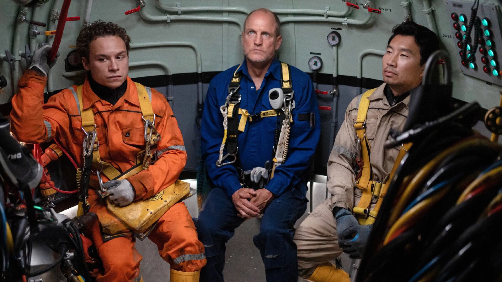 Finn Cole, Woody Harrelson, and Simu Liu