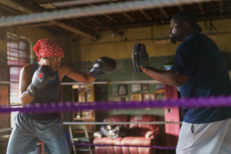 Ryan Destiny and Brian Tyree Henry in The Fire Inside.