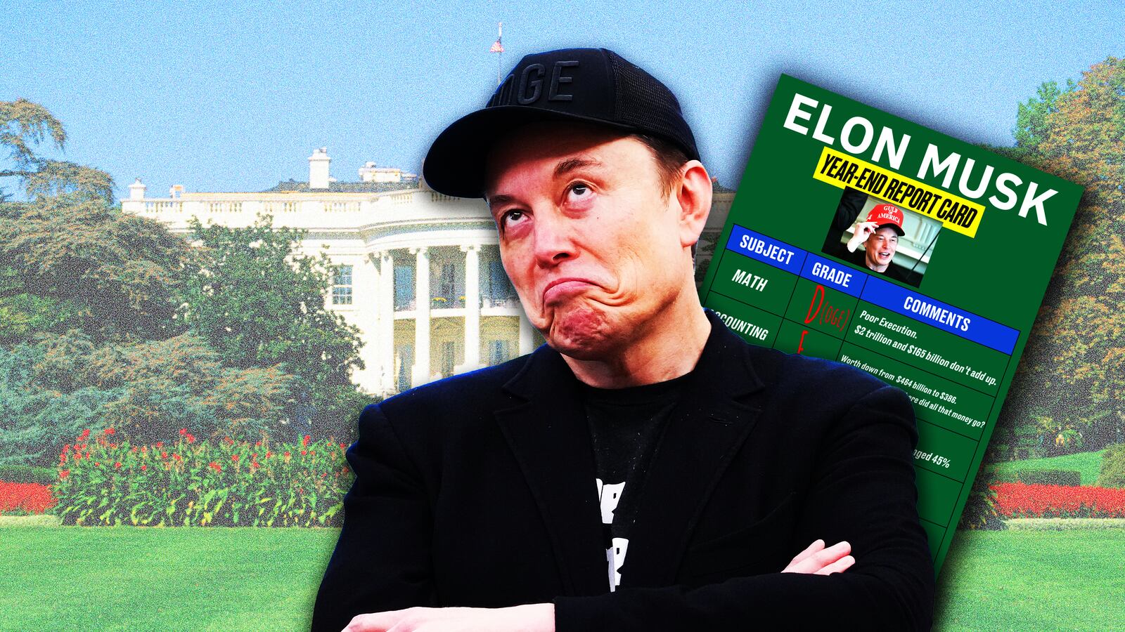Elon Musk report card photo illustration