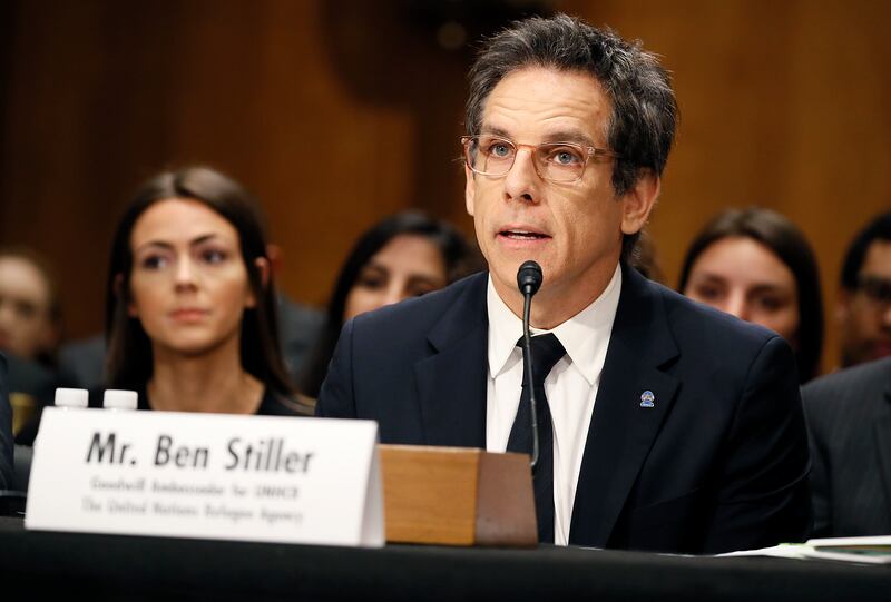 WASHINGTON, DC - MAY 01: Actor Ben Stiller, goodwill ambassador for UNHCR, United Nations Refugee Agency, testifies at a Senate Foreign Relations Committee Hearing on the humanitarian impact of the Syrian War at the Dirksen Senate Office Building on May 01, 2019 in Washington, DC. (Photo by Paul Morigi/Getty Images)