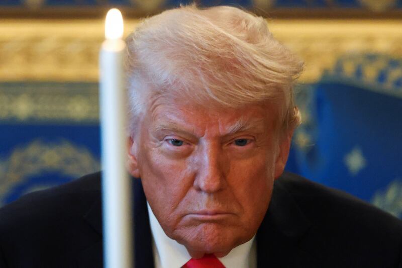 U.S. President Donald Trump attends a prayer service and dinner ahead of Easter Sunday, at the White House in Washington, D.C., U.S., April 16, 2025. REUTERS/Evelyn Hockstein     TPX IMAGES OF THE DAY