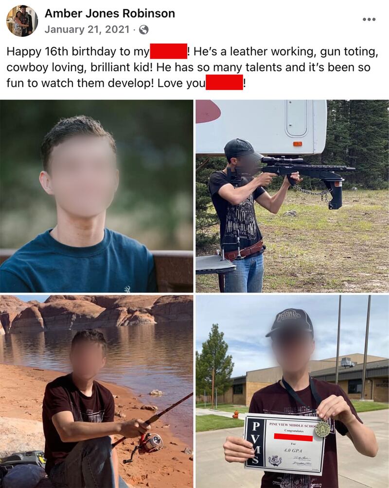 Facebook post of the brother of Tyler Robinson, the suspected shooter in the death of Charlie Kirk, from their mother, Amber Robinson