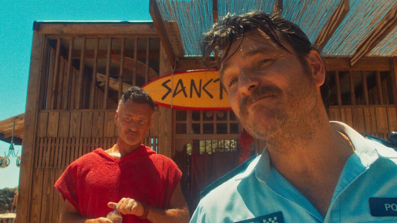 Julian McMahon and Justin Rosniak in The Surfer.