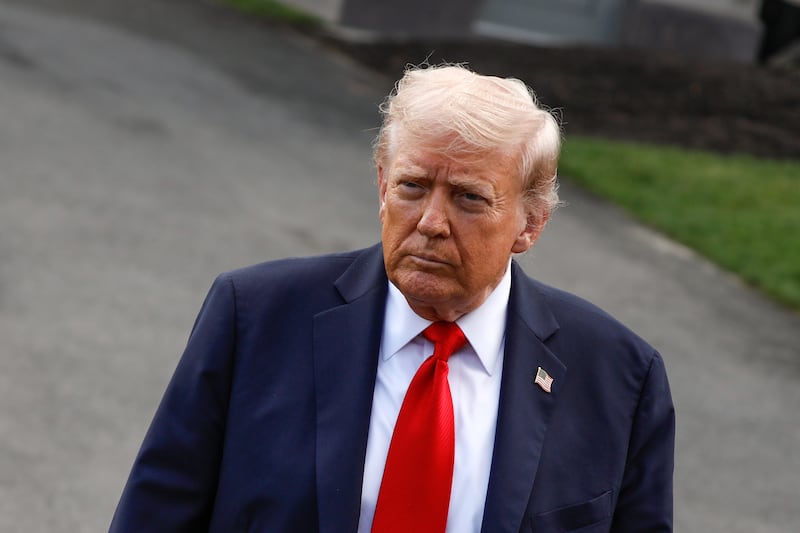 WASHINGTON DC, UNITED STATES - SEPTEMBER 11: United States President Donald Trump speaks to press before his departure at the White House route to attend a New York Yankees baseball game on September 11, 2025 in Washington, DC, United States. (Photo by Yasin Ozturk/Anadolu via Getty Images)