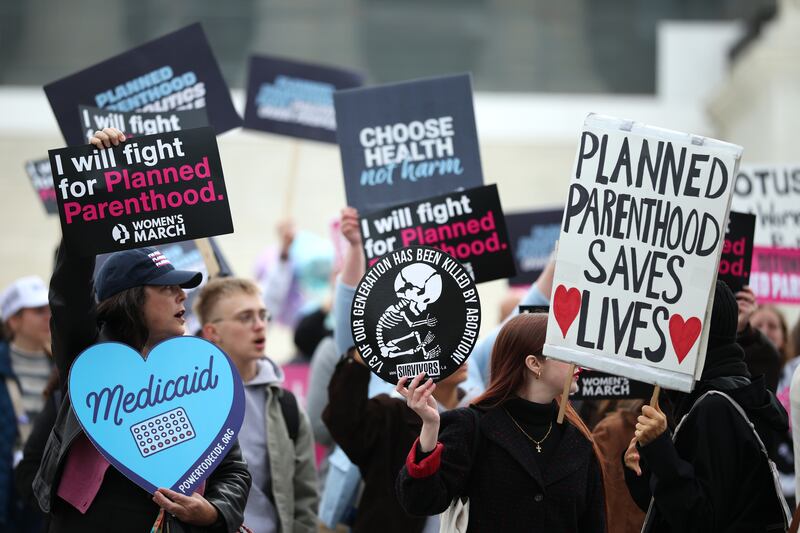 Protesters outside the Supreme Court