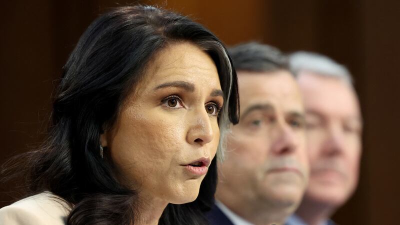 Director of National Intelligence (DNI) Tulsi Gabbard testifies before a Senate Intelligence Committee hearing on worldwide threats, on Capitol Hill in Washington, D.C., U.S., March 25, 2025. REUTERS/Kevin Lamarque