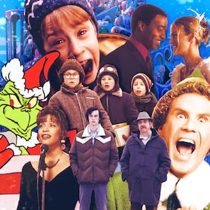 A photo illustration of holiday movies.