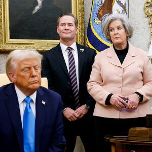 Donald Trump, U.S. National Security Adviser Michael Waltz, White House Chief of Staff Susie Wiles, U.S. Vice President JD Vance, and U.S. Secretary of Defense Pete Hegseth, listen as Israeli Prime Minister Benjamin Netanyahu speaks during a meeting in the Oval Office.