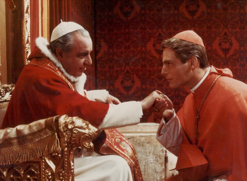 Fernando Rey and Christopher Reeve in a scene from the movie 'Monsignor'.