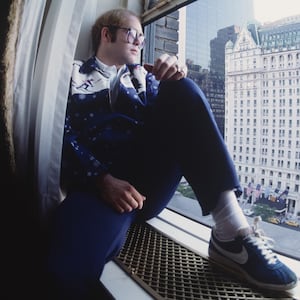 Elton during his 1976 interview with Rolling Stone Magazine in which he comes out of the closet, revealing for the first time that he is bisexual.