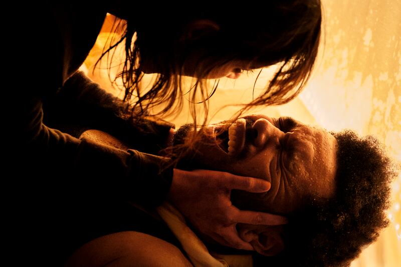Jenna Ortega and Abel "The Weeknd" Tesfaye in "Hurry Up Tomorrow."