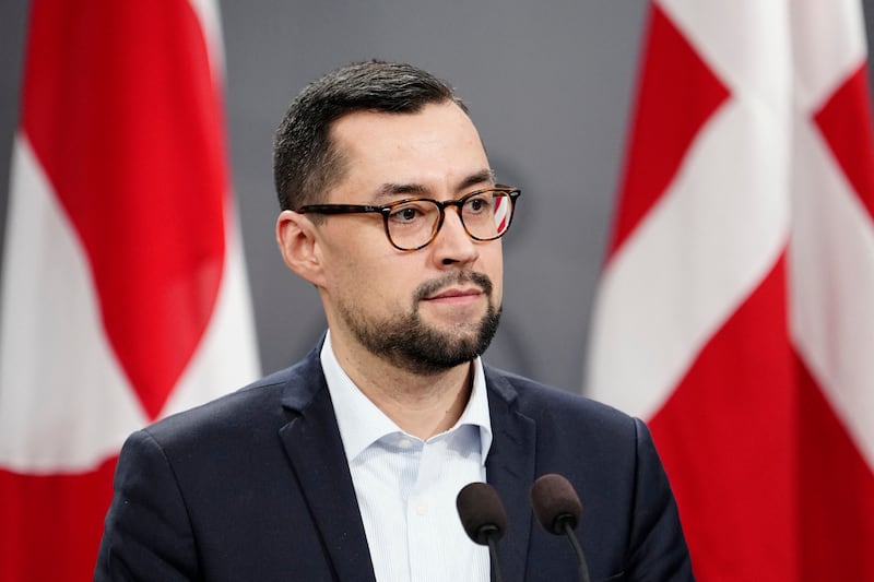 Greenlandic Prime Minister Mute Bourup Egede addresses a press conference with the Danish premier in the Mirror Hall at the Prime Minister's Office, at Christiansborg in Copenhagen, on January 10, 2025.