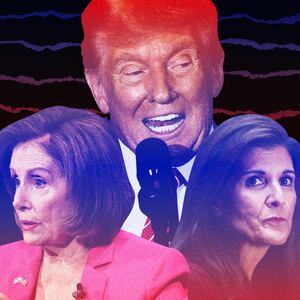 A photo illustration showing Nikki Haley, Nancy Pelosi and Donald Trump. 