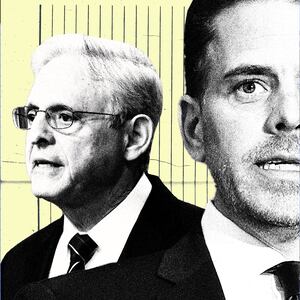 A photo illustration featuring Hunter Biden and Merrick Garland