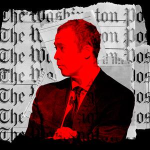 A photo illustration of Washington Post's Will Lewis.