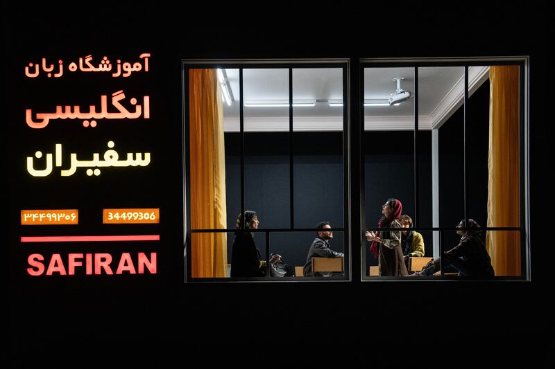 The set of Roundabout Theatre Company's production of English