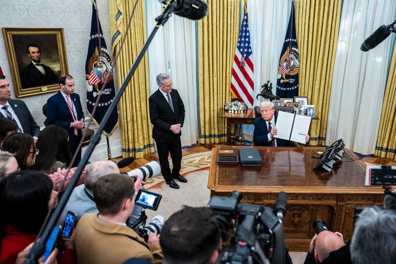 President Donald Trump in the Oval Office.
