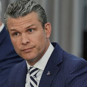 U.S. Defense Secretary Pete Hegseth meets with El Salvador's Defense Minister Rene Merino Monroy at the Pentagon in Washington, D.C. on April 16, 2025.