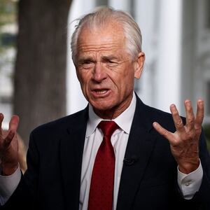 Senior trade adviser Peter Navarro attends an interview with CNN, at the White House, in Washington, D.C., U.S., April 10, 2025. REUTERS/Evelyn Hockstein