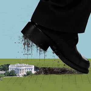 Donald Trump tramples the White House's East Wing.