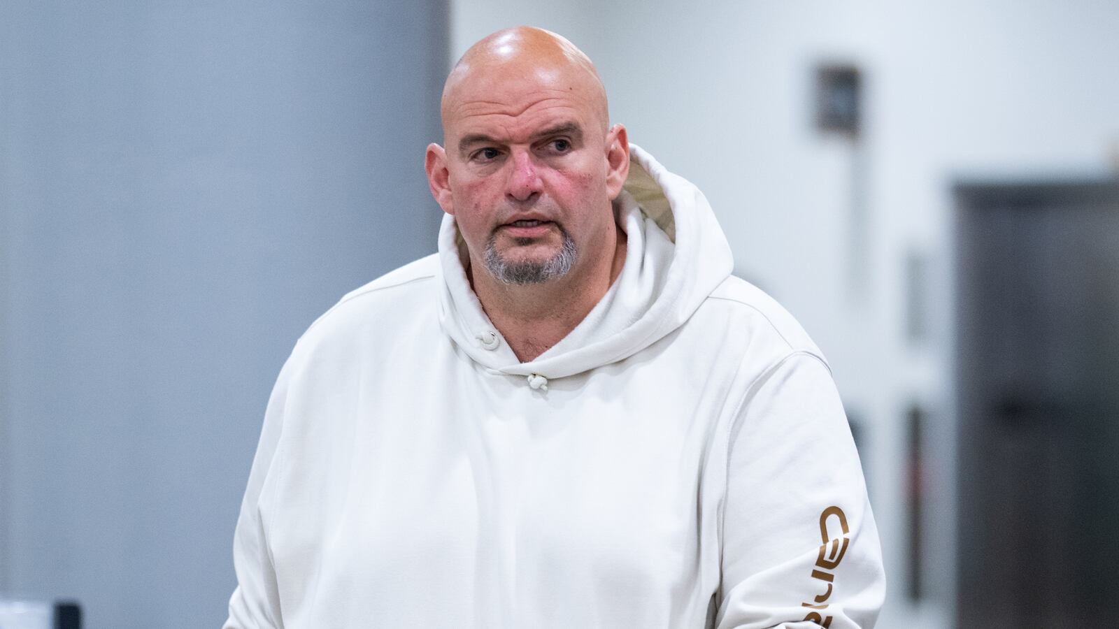 Sen. John Fetterman, D-Pa., walks through the Senate subway in the Capitol after a vote on Wednesday, May 15, 2024.