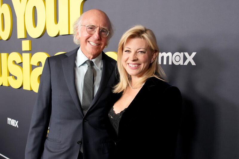 LOS ANGELES, CALIFORNIA - JANUARY 30: (L-R) Larry David and Ashley Underwood attend the Curb Your Enthusiasm Season 12 premiere at DGA Theater Complex on January 30, 2024 in Los Angeles, California. (Photo by Jeff Kravitz/FilmMagic for HBO)