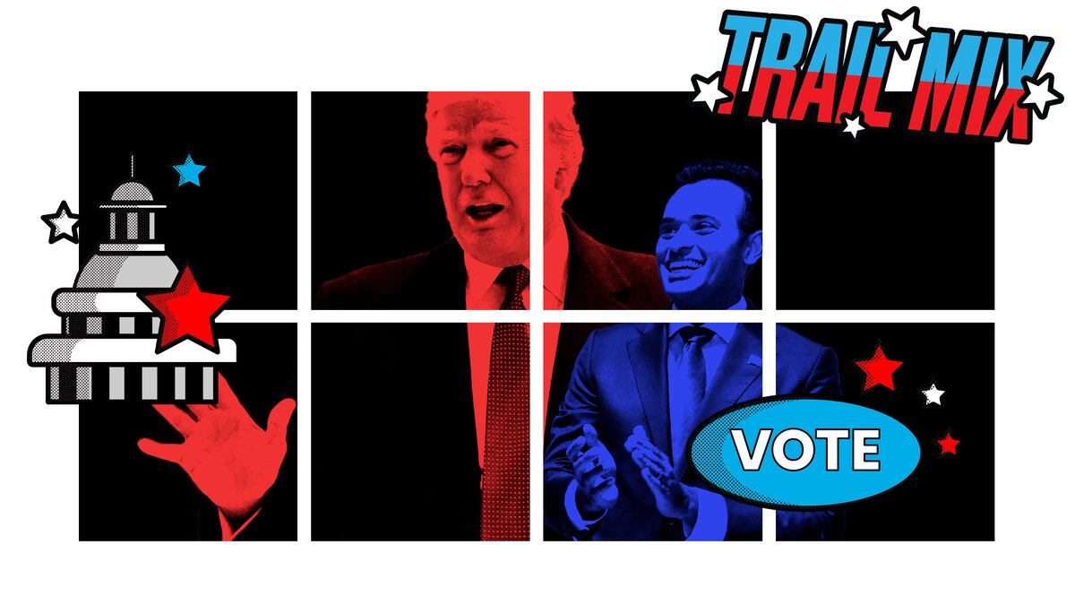 A grid that shows Donald Trump and Vivek Ramaswamy